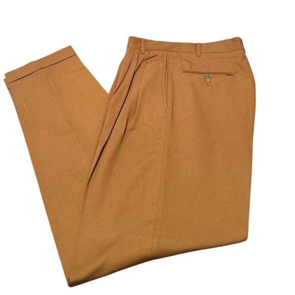 GUC Checkpoint Men's Light Brown Dress Pants Pleats Cuffs Size 29 x 32 - Picture 1 of 5